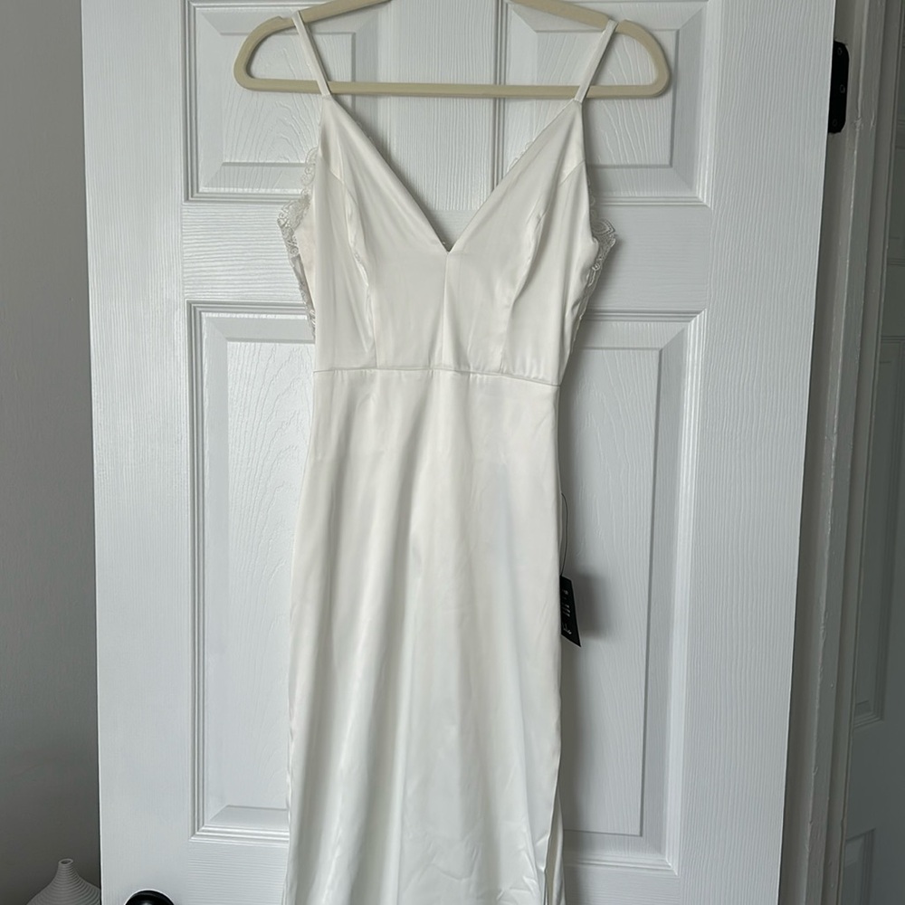 Lulus white satin dress